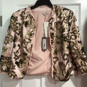 NWT Eva Mendes Blush and Bronze Sequin Blazer